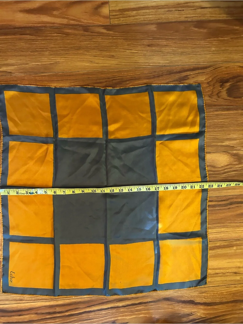 Echo vintage 100% silk accent scarf. Gold and grey